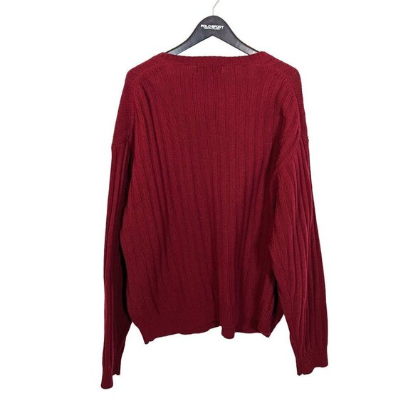 Men's XL Brooks Brothers 100% Lambswool V-Neck Ribbed Knit Sweater Crimson Red - Picture 5 of 6